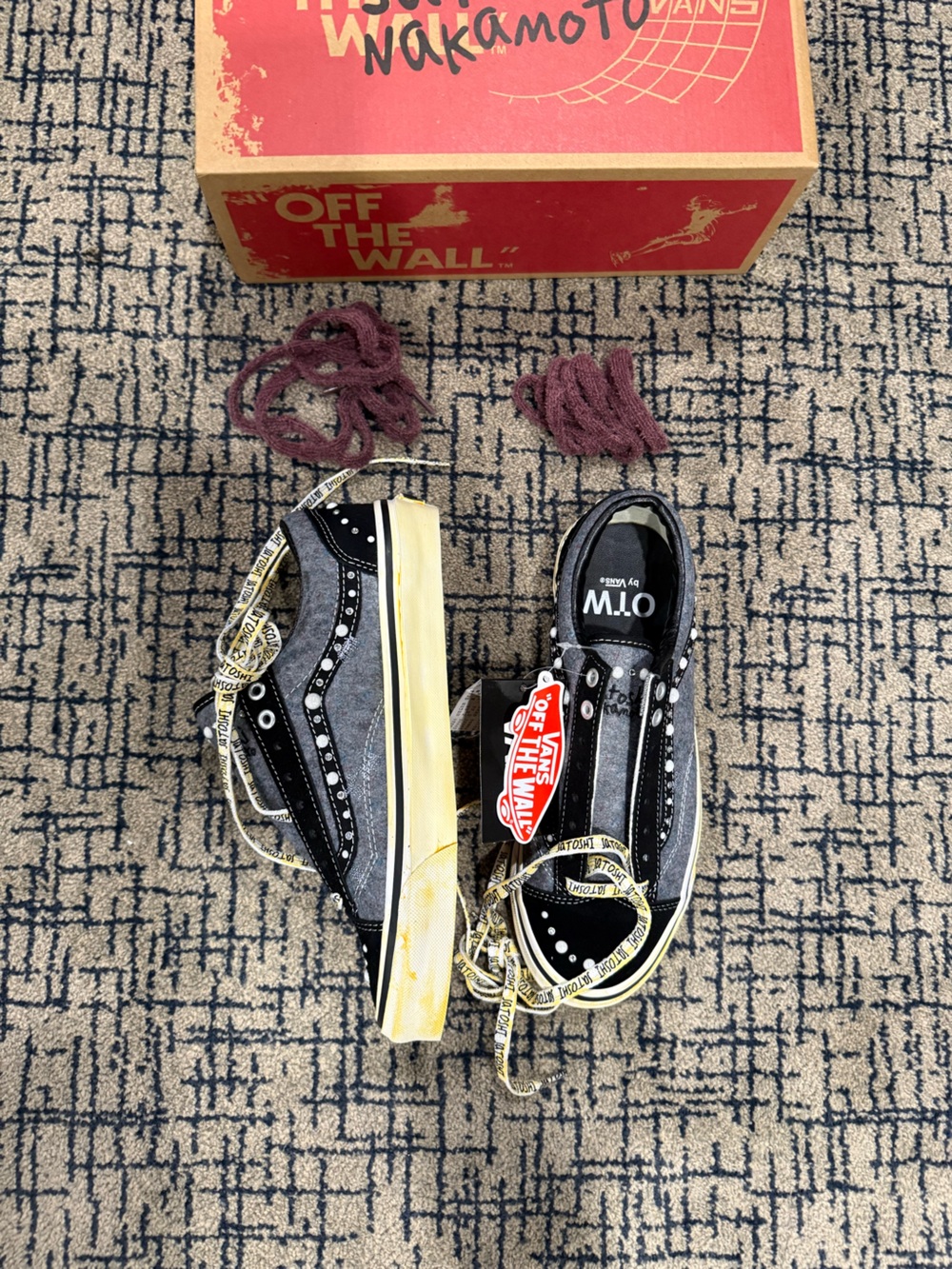 Vans Black & Gray Old Skool Sneakers with Yellowed Midsoles